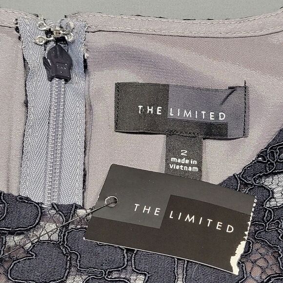 The Limited Black Dress Preppy Lace Midi Stretch Short Sleeves NEW Women Size 2 - Picture 3 of 10